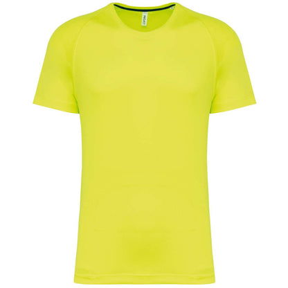 MEN'S RECYCLED ROUND NECK SPORTS T-SHIRT - Fluorescent Yellow - colorimageurl