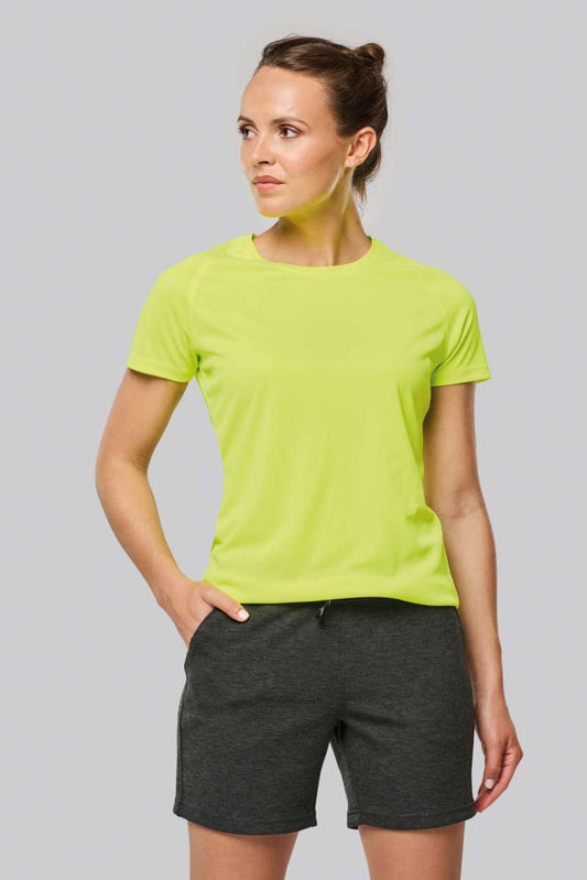 LADIES' RECYCLED ROUND NECK SPORTS T-SHIRT - Lime - modelimageurl