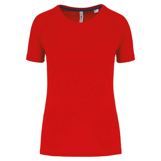LADIES' RECYCLED ROUND NECK SPORTS T-SHIRT - Red - colorimageurl