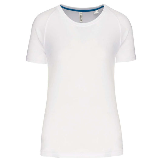 LADIES' RECYCLED ROUND NECK SPORTS T-SHIRT - White - colorimageurl