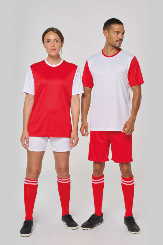 ADULTS' BICOLOUR SHORT-SLEEVED T-SHIRT - White/Sporty Red - modelimageurl