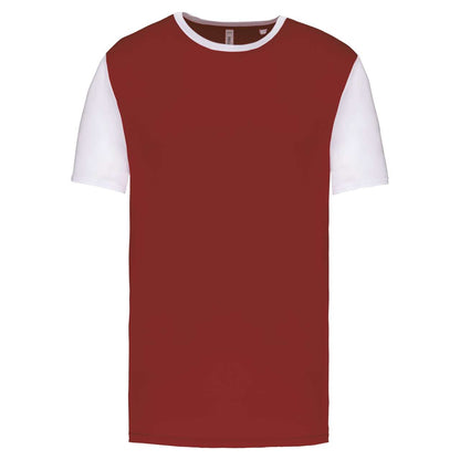 ADULTS' BICOLOUR SHORT-SLEEVED T-SHIRT - Garnet/White - colorimageurl