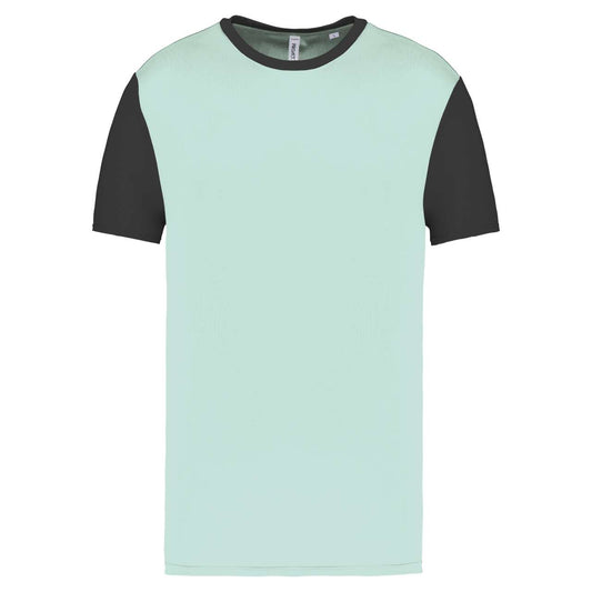 ADULTS' BICOLOUR SHORT-SLEEVED T-SHIRT - Ice Mint/Dark Grey - colorimageurl