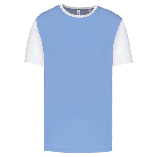 ADULTS' BICOLOUR SHORT-SLEEVED T-SHIRT - Sky Blue/White - colorimageurl