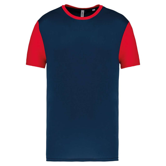 ADULTS' BICOLOUR SHORT-SLEEVED T-SHIRT - Sporty Navy/Sporty Red - colorimageurl