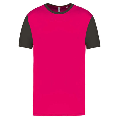 ADULTS' BICOLOUR SHORT-SLEEVED T-SHIRT - Sporty Pink/Dark Grey - colorimageurl