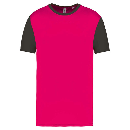ADULTS' BICOLOUR SHORT-SLEEVED T-SHIRT - Sporty Pink/Dark Grey - colorimageurl