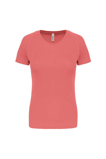 LADIES' SHORT-SLEEVED SPORTS T-SHIRT - Coral - Main