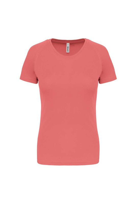 LADIES' SHORT-SLEEVED SPORTS T-SHIRT - Coral - Main