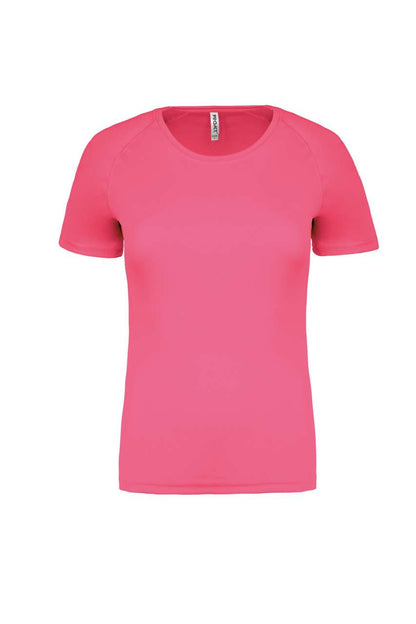 LADIES' SHORT-SLEEVED SPORTS T-SHIRT - Fluorescent Pink - Main