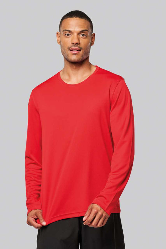 MEN'S LONG-SLEEVED SPORTS T-SHIRT - Red - Model