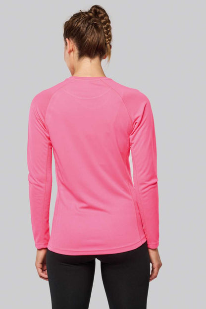 LADIES' LONG-SLEEVED SPORTS T-SHIRT - Fluorescent Pink - Additional