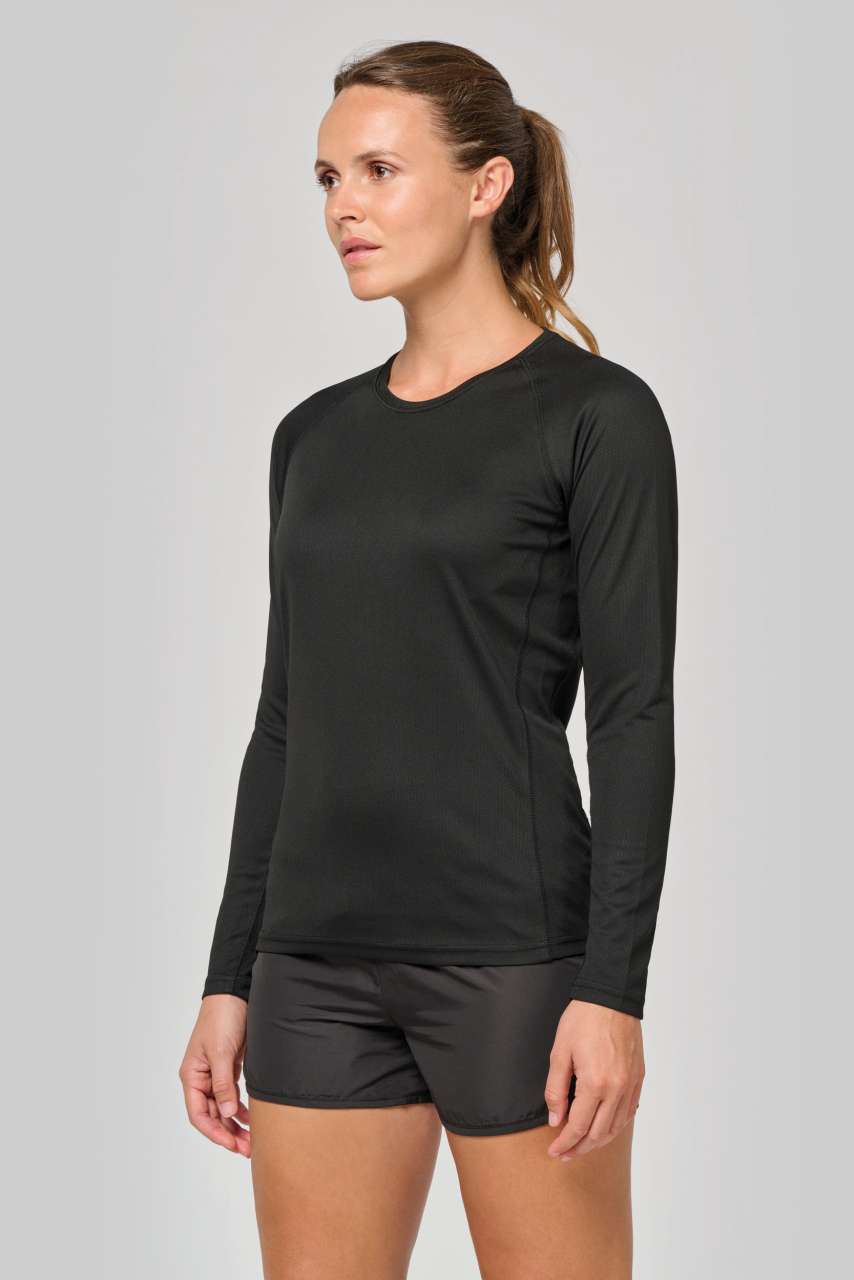 LADIES' LONG-SLEEVED SPORTS T-SHIRT - Fluorescent Pink - Additional