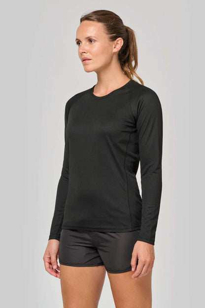 LADIES' LONG-SLEEVED SPORTS T-SHIRT - Fluorescent Pink - Additional