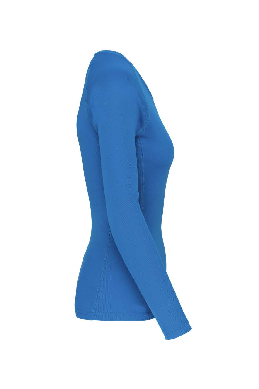 LADIES' LONG-SLEEVED SPORTS T-SHIRT - Aqua Blue - Additional