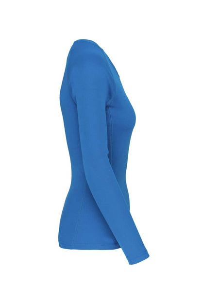 LADIES' LONG-SLEEVED SPORTS T-SHIRT - Aqua Blue - Additional