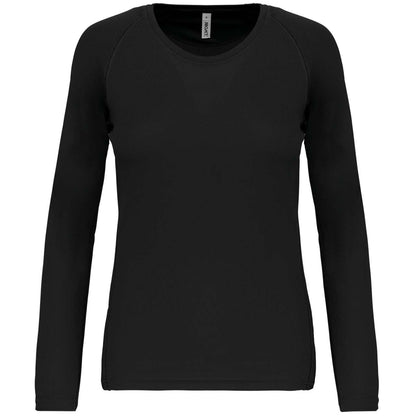 LADIES' LONG-SLEEVED SPORTS T-SHIRT - Black - Main