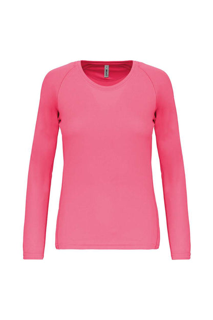 LADIES' LONG-SLEEVED SPORTS T-SHIRT - Fluorescent Pink - Main
