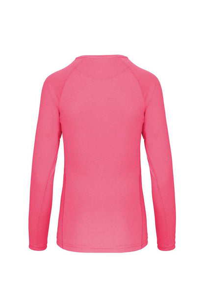 LADIES' LONG-SLEEVED SPORTS T-SHIRT - Fluorescent Pink - Additional