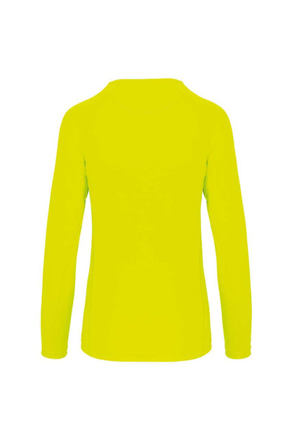 LADIES' LONG-SLEEVED SPORTS T-SHIRT - Fluorescent Yellow - Additional
