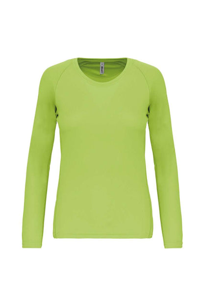 LADIES' LONG-SLEEVED SPORTS T-SHIRT - Lime - Main