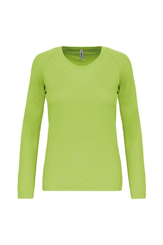 LADIES' LONG-SLEEVED SPORTS T-SHIRT - Lime - Main