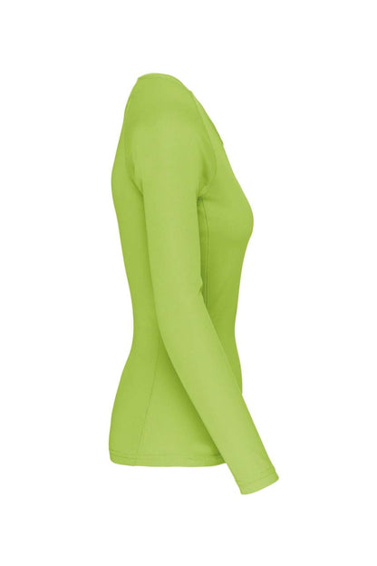 LADIES' LONG-SLEEVED SPORTS T-SHIRT - Lime - Additional