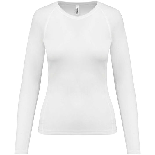 LADIES' LONG-SLEEVED SPORTS T-SHIRT - White - Main
