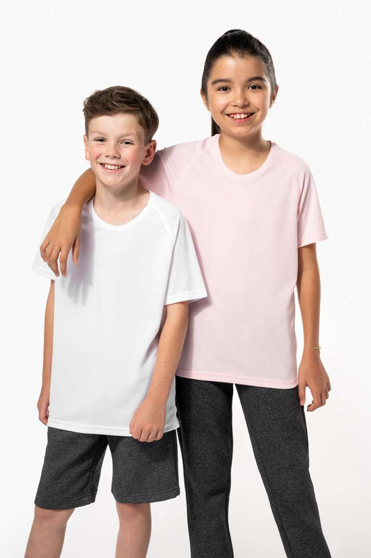 KIDS' SHORT SLEEVED SPORTS T-SHIRT - White - Model