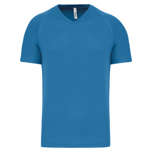 MEN’S V-NECK SHORT SLEEVE SPORTS T-SHIRT - Aqua Blue - Main