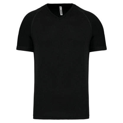 MEN’S V-NECK SHORT SLEEVE SPORTS T-SHIRT - Black - Main