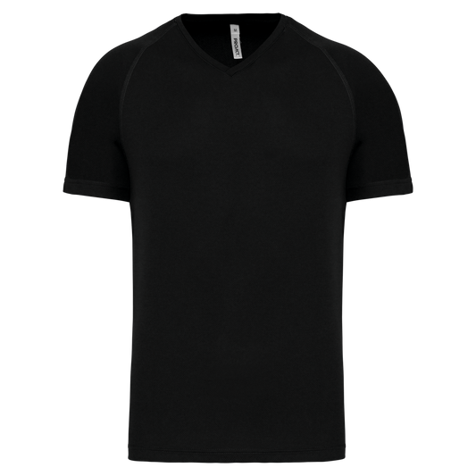 MEN’S V-NECK SHORT SLEEVE SPORTS T-SHIRT - Black - Main