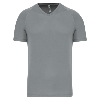 MEN’S V-NECK SHORT SLEEVE SPORTS T-SHIRT - Fine Grey - Main