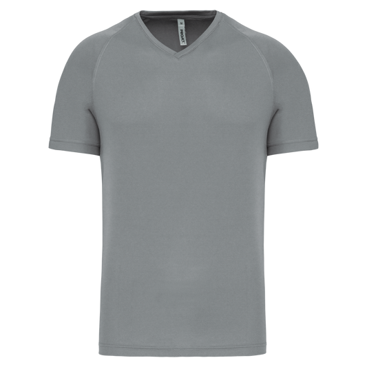 MEN’S V-NECK SHORT SLEEVE SPORTS T-SHIRT - Fine Grey - Main