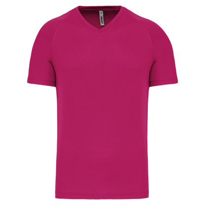 MEN’S V-NECK SHORT SLEEVE SPORTS T-SHIRT - Fuchsia - Main