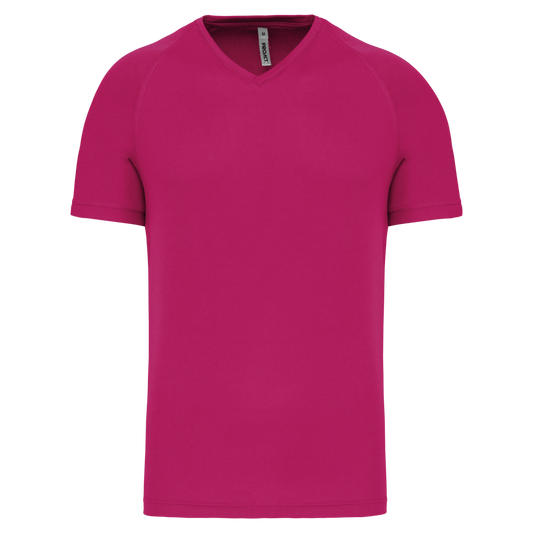 MEN’S V-NECK SHORT SLEEVE SPORTS T-SHIRT - Fuchsia - Main