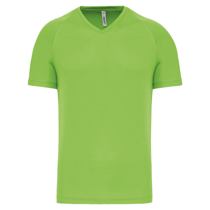 MEN’S V-NECK SHORT SLEEVE SPORTS T-SHIRT - Lime - Main