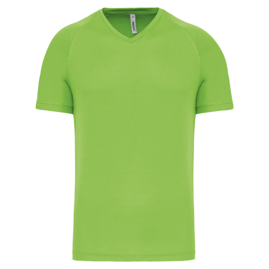 MEN’S V-NECK SHORT SLEEVE SPORTS T-SHIRT - Lime - Main