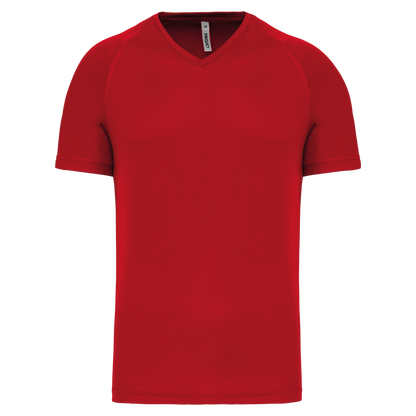 MEN’S V-NECK SHORT SLEEVE SPORTS T-SHIRT - Red - Main