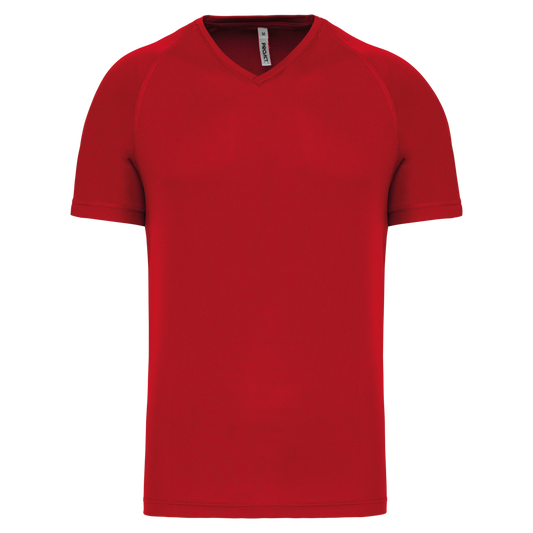 MEN’S V-NECK SHORT SLEEVE SPORTS T-SHIRT - Red - Main