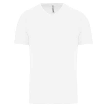 MEN’S V-NECK SHORT SLEEVE SPORTS T-SHIRT - White - Main