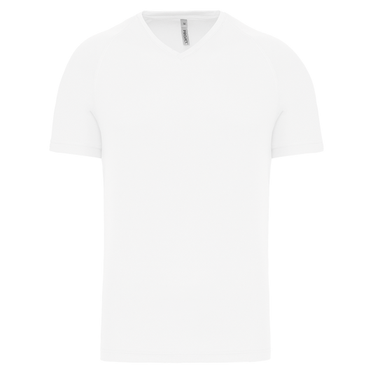 MEN’S V-NECK SHORT SLEEVE SPORTS T-SHIRT - White - Main