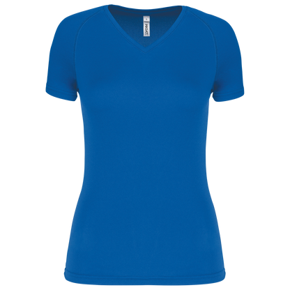 LADIES’ V-NECK SHORT SLEEVE SPORTS T-SHIRT - Aqua Blue - Main