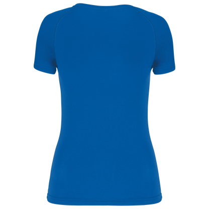 LADIES’ V-NECK SHORT SLEEVE SPORTS T-SHIRT - Aqua Blue - Additional