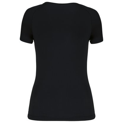 LADIES’ V-NECK SHORT SLEEVE SPORTS T-SHIRT - Black - Additional