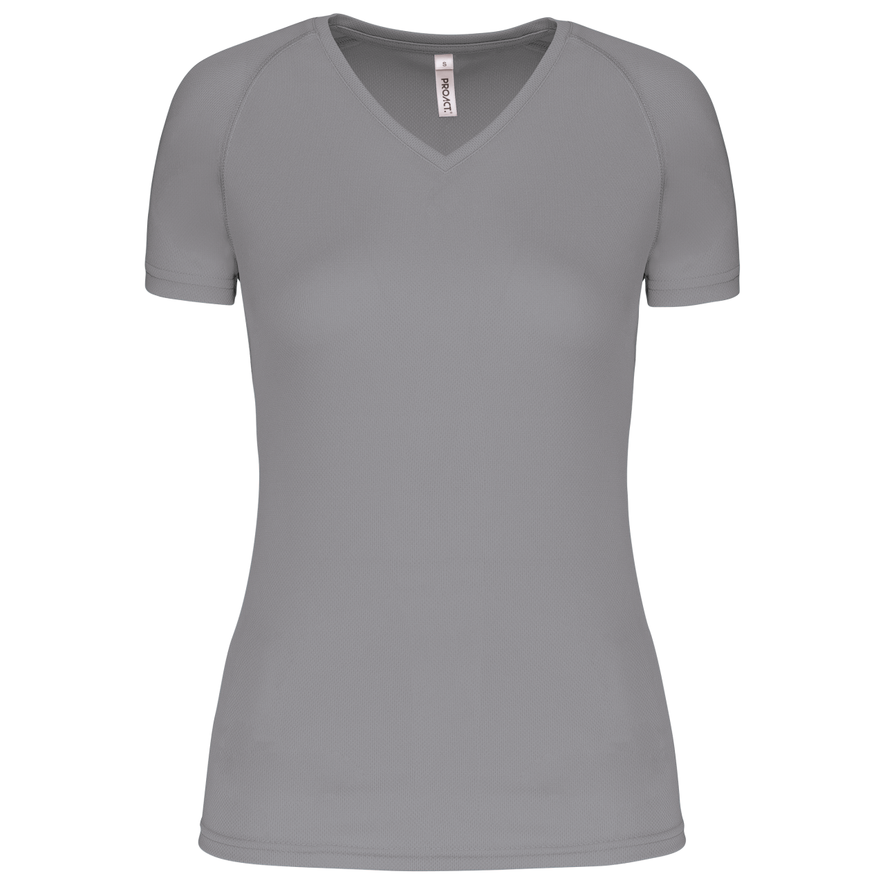 LADIES’ V-NECK SHORT SLEEVE SPORTS T-SHIRT - Fine Grey - Main