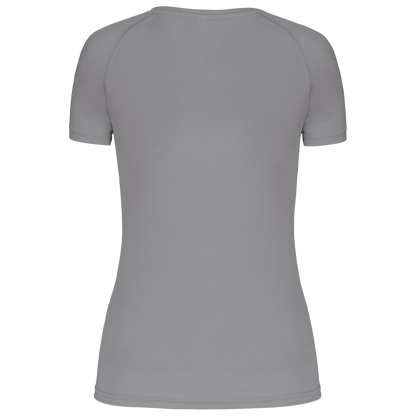 LADIES’ V-NECK SHORT SLEEVE SPORTS T-SHIRT - Fine Grey - Additional