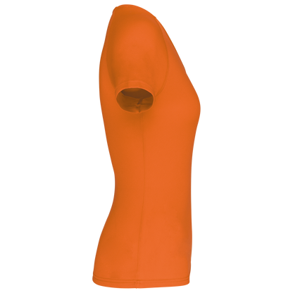 LADIES’ V-NECK SHORT SLEEVE SPORTS T-SHIRT - Fluorescent Orange - Additional