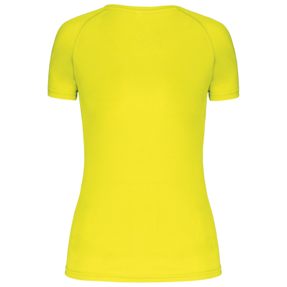 LADIES’ V-NECK SHORT SLEEVE SPORTS T-SHIRT - Fluorescent Yellow - Additional