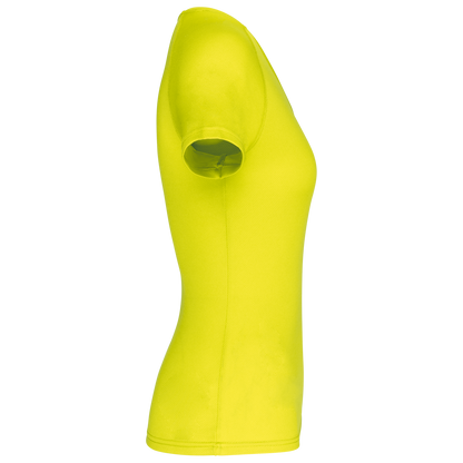 LADIES’ V-NECK SHORT SLEEVE SPORTS T-SHIRT - Fluorescent Yellow - Additional